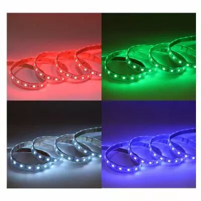 bandeau rgb 5m 60led et 9w/m ip67 24v tube silicone (100432)