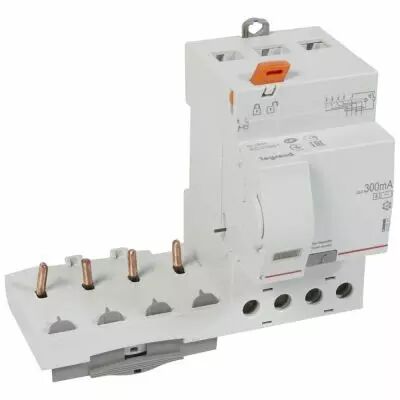 Bloc diff adapt DX�-vis-4P-400V~-63A-typeAC-300mA s�lec-Disjoncteur 1mod/p�le-c�bl trad (410521)