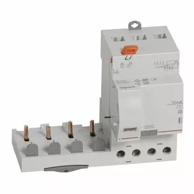 Bloc diff adapt DX�-vis-4P-400V~-63A-typeAC-30mA-Disjoncteur 1mod/p�le-c�bl trad (410500)