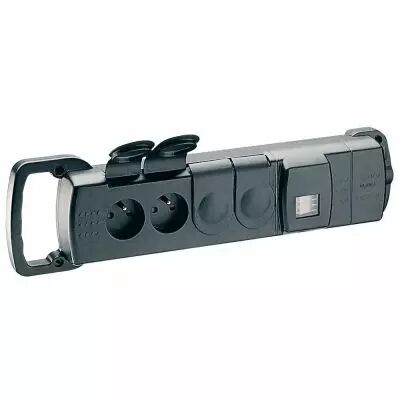 Bloc multiprise caout - 4x2P+T - 16 A - poign�e transport/inter bipol - noir (050552)