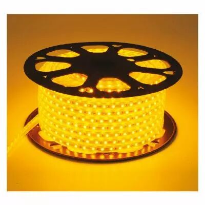 bobine led 5050 50 m 8w/m 230 v ip65  jaune + alim (749830)