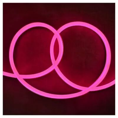 bobine neon flex led 50 m 8w/m 230 v ip65 27 x 15 mm rose + alim (749808)