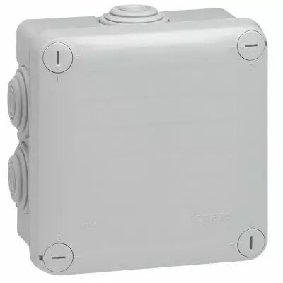 Boite carr�e 105x105x55 �tanche Plexo gris - embout (7) -IP55/IK07- 650�C (092022)