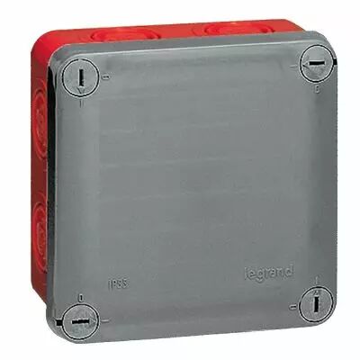 Boite carr�e 105x105x55 �tanche Plexo gris/rouge - pour presse-�toupe ISO (092021)