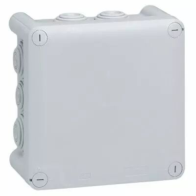 Boite carr�e 130x130x74 �tanche Plexo gris - embout (10) - IP55/IK07 - 650�C (092032)