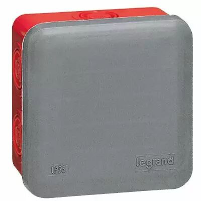 Boite carr�e 80x80x45 �tanche Plexo gris/rouge - pour presse-�toupe ISO (092009)