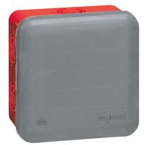 Boite carrée 80x80x45 étanche Plexo gris/rouge - pour presse-étoupe ISO (092009)