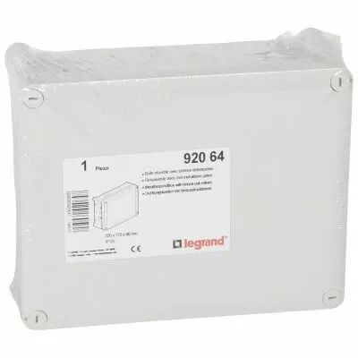 Boite rect 220x170x86 �tanche Plexo gris - entr�e d�fon� (24) -IP55/IK07- 750�C (092064)