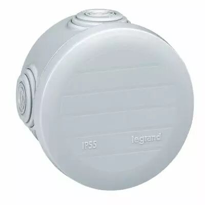 Boite ronde - � 70/h 45 �tanche Plexo blanc - embout (4) -IP55/IK07- 650�C (092003)