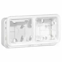 Bo�tier � embouts Prog Plexo composable blanc Artic - 2 postes montage horiz.