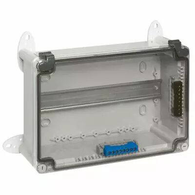 Bo�tier industriel plastique - IP55 IK07 - RAL 7035 - 180x140x86 - couv transp (035951)