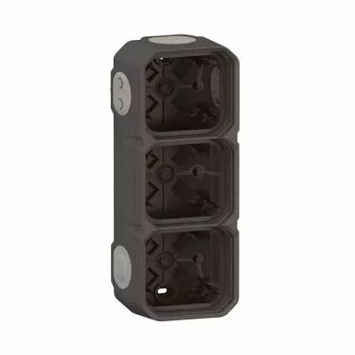 Bo�tier saillie � embouts 3 postes horizontaux et verticaux Plexo anthracite (069603L)