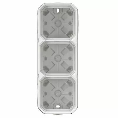 Bo�tier saillie �tanche Plexo 3 postes horizontaux et verticaux sans cloison avec 5 embouts � membrane - blanc (069688L)