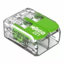 borne wago 221 green 2x6mm² à leviers souple & rigide (221-622)