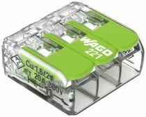 borne wago 221 green 3x4mm² à leviers souple & rigide (221-423)
