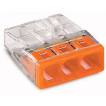 Borne Wago 2273 - 3 x 0,5 à 2,5mm² Transparent / Orange (2273-203)