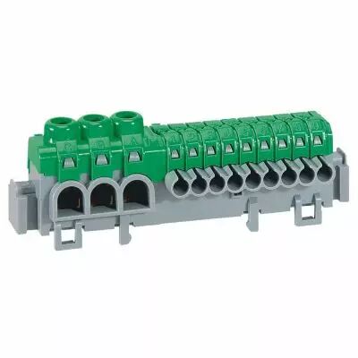 Bornier de r�partition IP 2X - connexion auto - 3 bornes � cage - L 98 mm (005051)