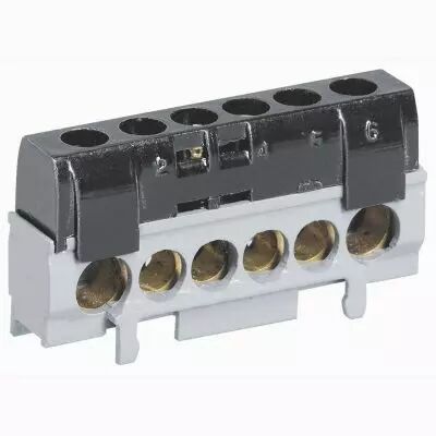 Bornier de r�partition IP2X phase - 1 connexion 10mm� � 35mm� - noir - longueur 62mm (004816)