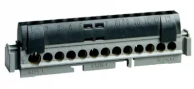 bornier de r�partition isol� ip2x phase - 1 connexion 6 � 25mm� - longueur 141mm (004855)