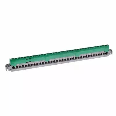 Bornier de r�partition isol� IP2X terre - 2 connexions 6mm� � 25mm� - vert - longueur 276mm (004838)