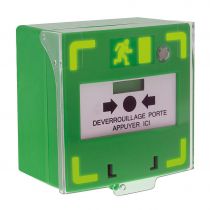Bouton bris de glace vert déclencheur pour automatisme de verrouillage des issues contrôlées par lecteur, sonore et lumineux (12