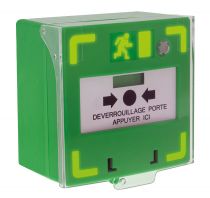 Bouton vert déclencheur, déverrouillage des issues contrôlées, sonore, lumineux (BDVL)