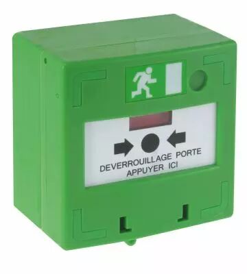 Bouton vert d�clencheur, d�verrouillage des issues contr�l�es par lecteur (BDV)