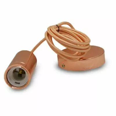 &butterfly e27 douille metal cylindre rose or + cable 2m (5028)