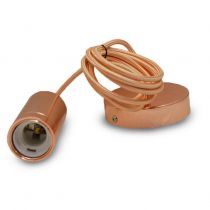 &butterfly e27 douille metal cylindre rose or + cable 2m (5028)