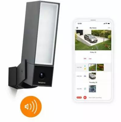 Cam�ra Ext�rieure Intelligente et connect�e avec sir�ne Netatmo projecteur LED et alerte sur smartphone - alu/noir (NOC-S-PRO)