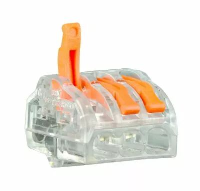 CAPRI - Borne � levier 3 entr�es EATON pour fils souples et rigides 0,2 � 4mm2 24A-450V (CAP308103)