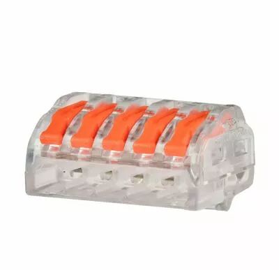 CAPRI - Borne � levier 5 entr�es EATON pour fils souples et rigides 0,2 � 4mm2 24A-450V (CAP308105)