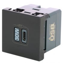 Chargeur simple USB Mosaic Type-C 3A 30W power delivery 2 modules - noir mat (079185L)