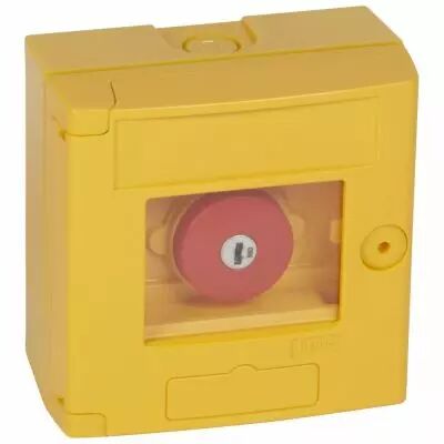 Coffret de s�curit� \'\'bris de glace\'\' - coup de poing - jaune - saillie (038002)