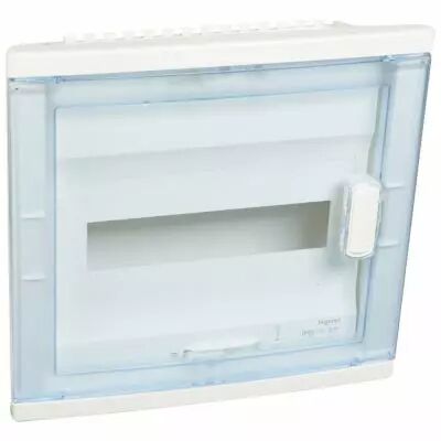 Coffret encastr� - porte isolante galb�e - 1 rang�e - 12+2 mod - transparent