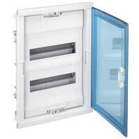 Coffret encastré - porte isolante galbée - 2 rangée - 24+4 mod - transparent