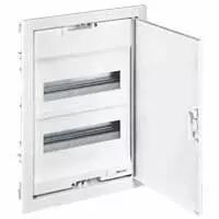 Coffret encastr� - porte m�tal extra plate - 2 rang�e - 24+4 mod-blanc RAL 9010