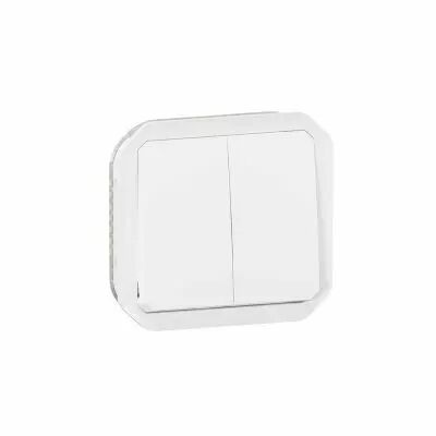 Commande double interrupteur ou poussoir Plexo composable blanc (069625L)