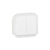 Commande double interrupteur ou poussoir Plexo composable blanc (069625L)