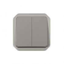 Commande double interrupteur ou poussoir Plexo composable gris (069525L)
