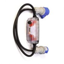 Compteur électrique monophasé 16 A flexible et mobile prises de type CEE16. Fil  (FM16MC)