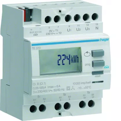 Compteur tri via transformateur d\'intensit� 50 � 6000/5A sortie KNX (TE370)