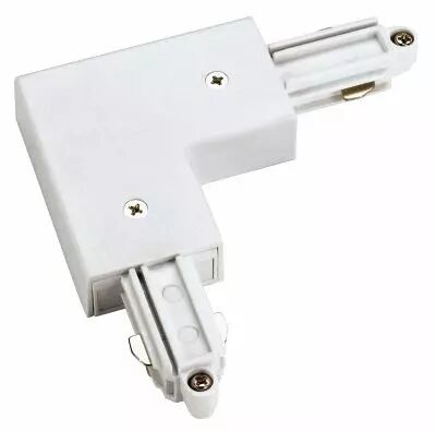 Connecteur d\'angle, terre ext�rieure, pour rail 1 allumage en saillie, int�rieur, blanc, avec possibilit� d\'alimentation (143051