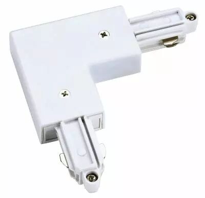 Connecteur d\'angle, terre int�rieure, pour rail 1 allumage en saillie, int�rieur, blanc, avec possibilit� d\'alimentation (143061