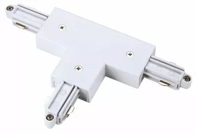 Connecteur en T, terre gauche, pour rail 1 allumage en saillie, int�rieur, blanc, avec possibilit� d\'alimentation (143071)