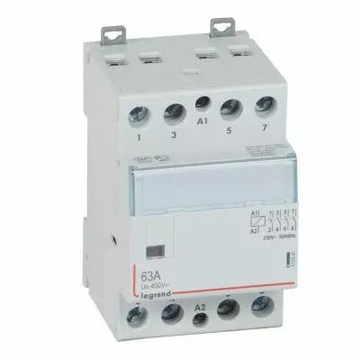 Contacteur de puissance CX� bobine 230V~ sans commande manuelle - 4P 400V~ - 63A - contact 4F - 3 modules (412541)
