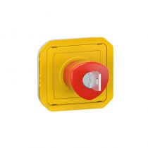 Coup de poing d\'urgence déverrouillage à clé Plexo composable gris/jaune (069548L)