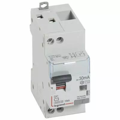 Disj diff DX� 6000 -vis/vis- U+N 230V~3A - typeAC - 30mA - 10kA - courbe C - 2 M (411364)