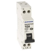 Disjoncteur  1P+N 10A NF courbe C connexion vis haut/bas 3kA (20010)