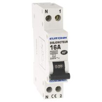 Disjoncteur  1P+N 16A  courbe D connexion vis haut/bas 3kA (20017)